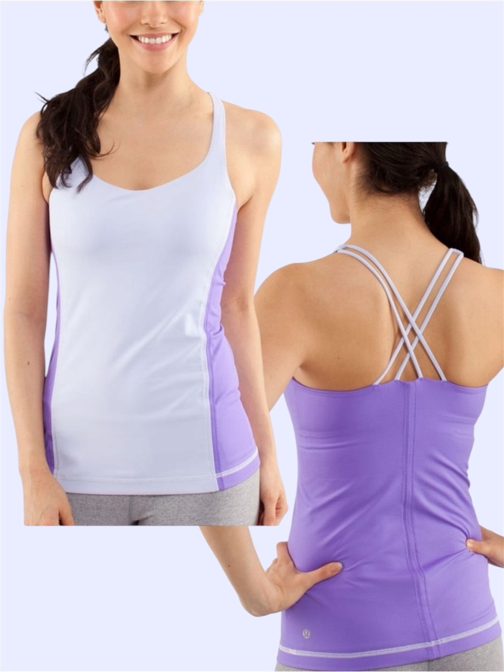 Lululemon Free To Be Tank in Color: Cool Breeze / Power Purple